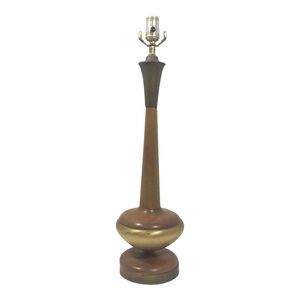 Mid-Century Walnut Brass Table Lamp in the Manner of Tony Paul